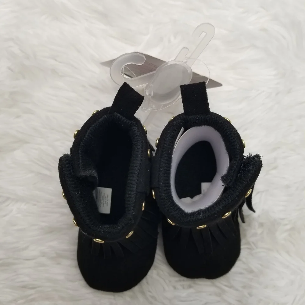 Stepping Stones Baby Fringe Moccasin Fabric Boots, 1 (0-3 Months) - Picture 3 of 3